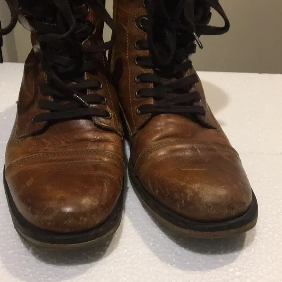 RARE! Steve Madden mens leather suede faux fur lined Osborne combat boots size 8